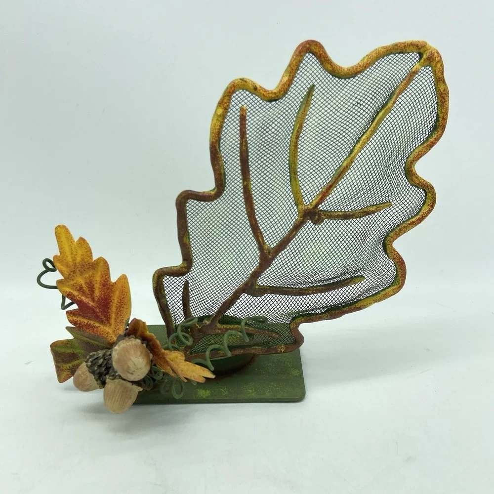 Leaf-Shaped Metal Tea Light Holder Rustic Farmhouse Harvest Fall Cottagecore